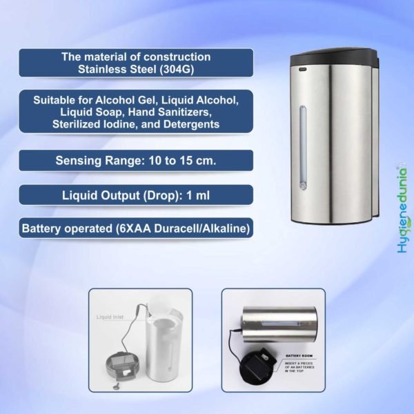Ossom Automatic Soap Dispenser SS 700ml Hygienedunia
