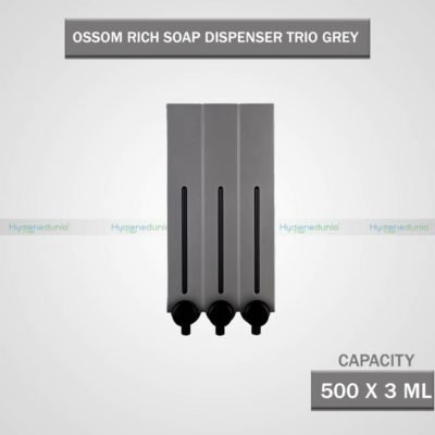 RICH Soap Dispenser 500 Trio Grey Luxury Quality, Wall Mounted