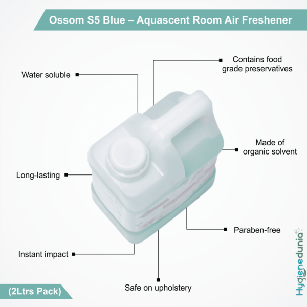 Ossom S5 Blue Water Based Room Freshener Formula 2Ltrs Pack