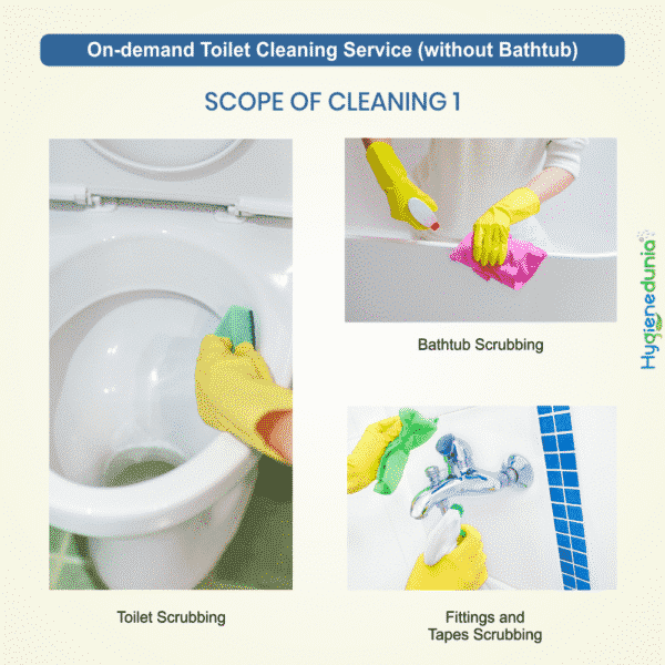 Bathroom deep clean, cleaning bathroom tiles On-demand at Hygienedunia (without Bathtub)