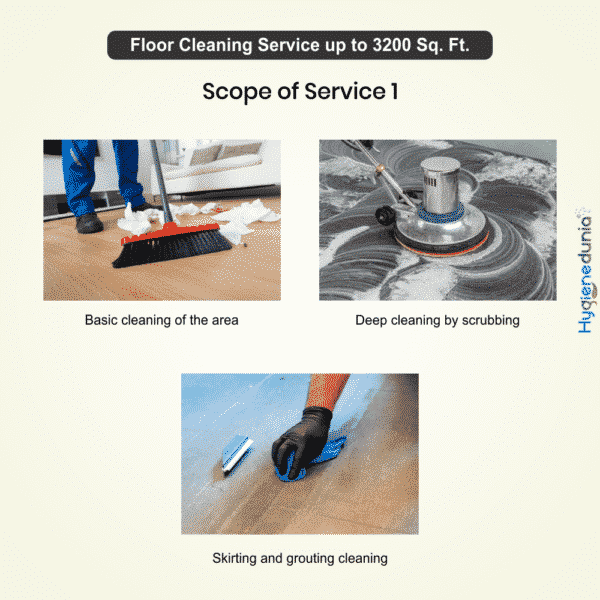 Floor cleaning service commercial up to 3200 sq.ft. by Hygienedunia