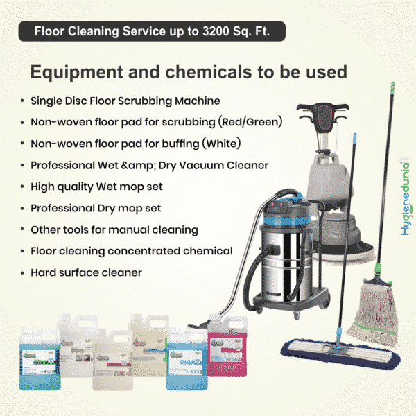 Floor washing service up to 3200 sq. ft by Hygienedunia