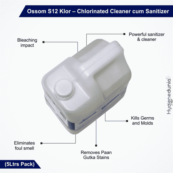 Klor floor disinfectant formulation Ossom S12 By Hygienedunia 5Ltrs Pack